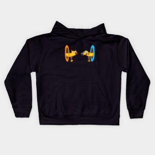 Cat Dog Cartoon - Portal Video Game - Funny Pet Crossover Kids Hoodie